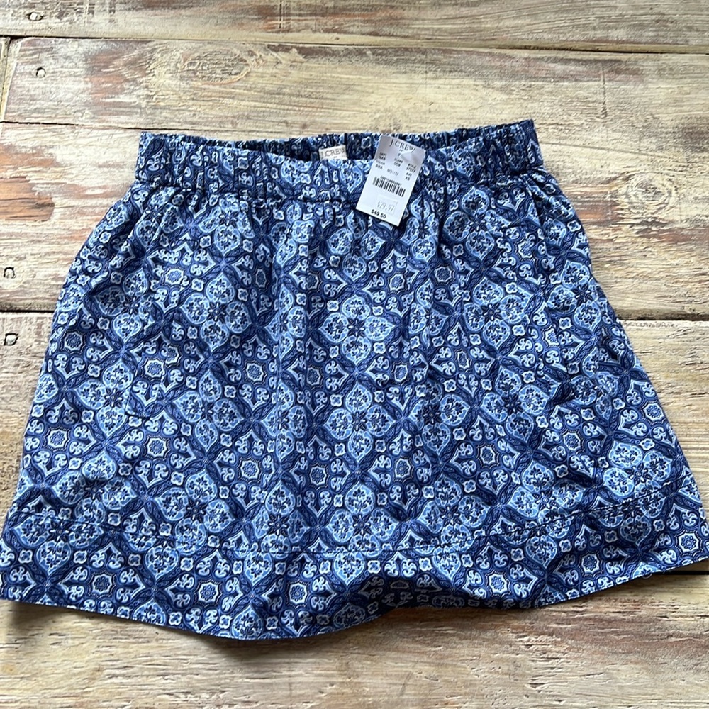 J. Crew XS Blue Patterned Skirt
